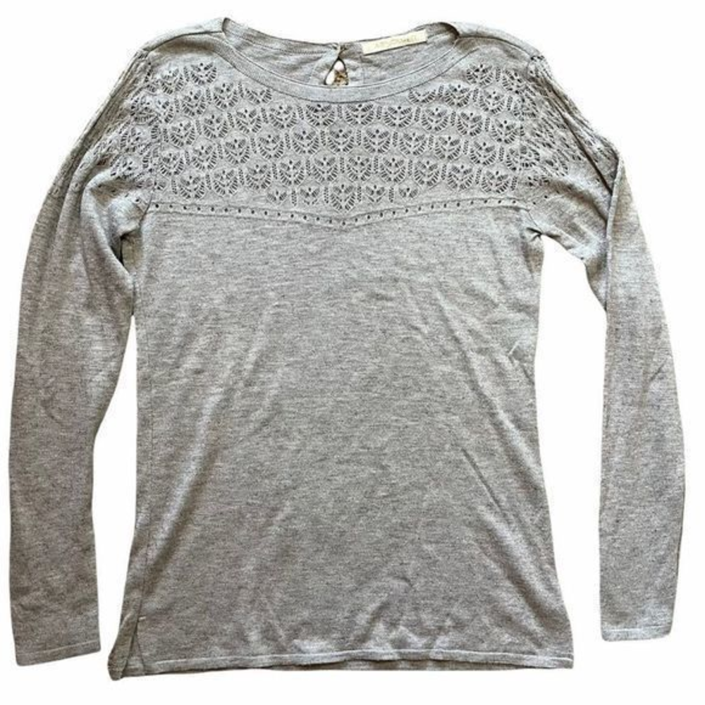 Absolutti‎ Gray Crochet Design Sweater Size Medium